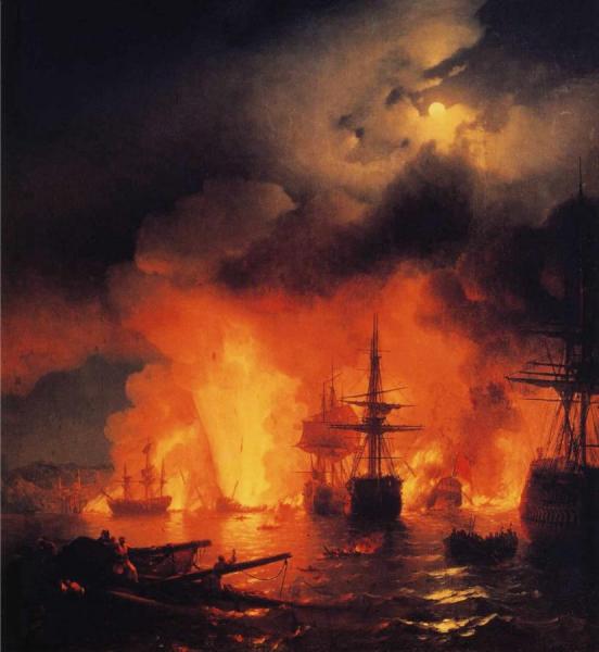 Ivan Konstantinovich Aivazovsky Battle Of Aesme At Night