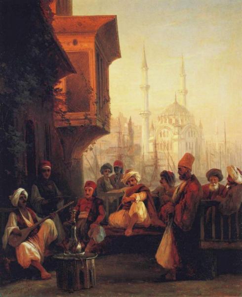 Coffee-house By The Ortaköy Mosque In Constantinople by Ivan Konstantinovich Aivazovsky