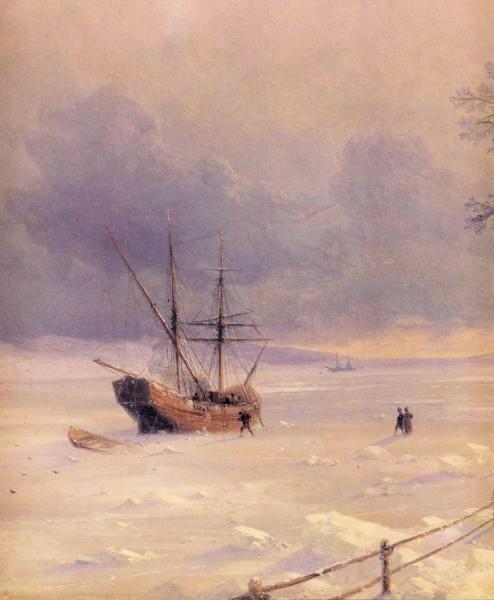 Frozen Bosphorus Under Snow (detail) by Ivan Konstantinovich Aivazovsky