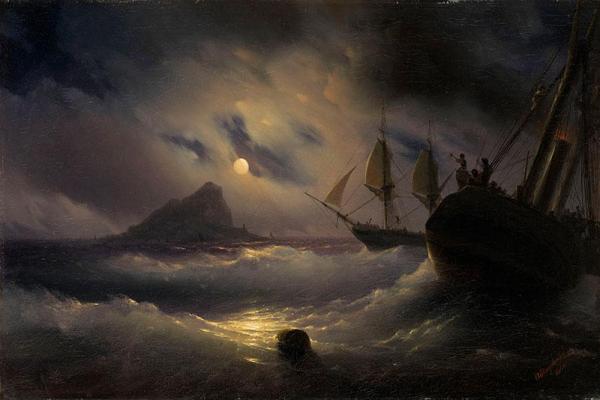 Gibraltar By Night by Ivan Konstantinovich Aivazovsky