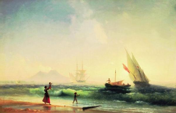 Meeting Of A Fishermen On Coast Of The Bay Of Naples by Ivan Konstantinovich Aivazovsky