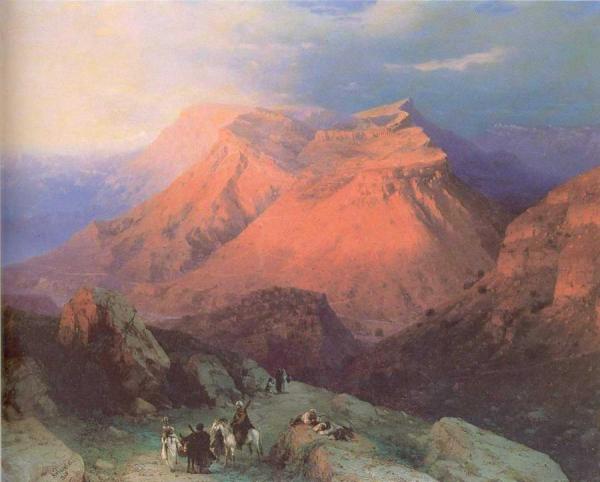 Mountain Village Gunib In Daghestan. View From The East. by Ivan Konstantinovich Aivazovsky