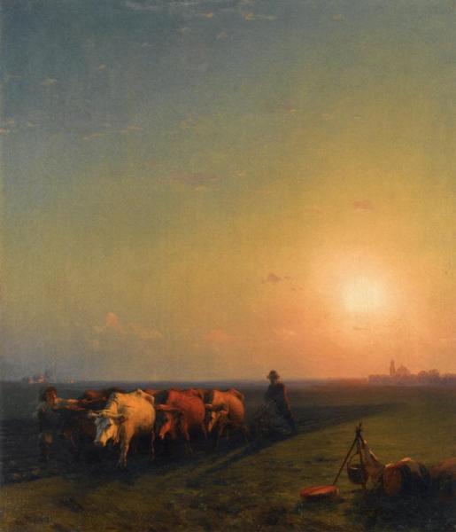 Ploughing The Fields, Crimea by Ivan Konstantinovich Aivazovsky