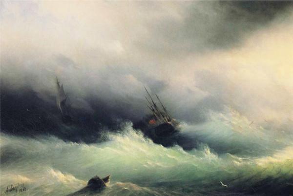 Ships In A Storm by Ivan Konstantinovich Aivazovsky