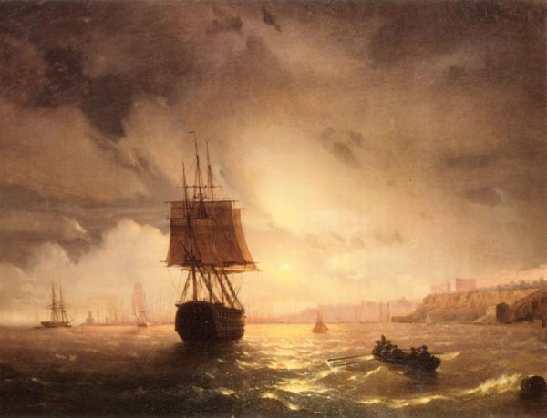 The Harbor At Odessa On The Black Sea by Ivan Konstantinovich Aivazovsky Oil Painting Reproductions