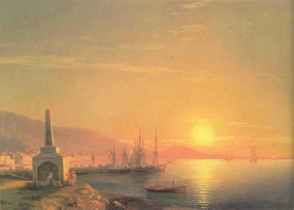 The Sunrize In Feodosiya by Ivan Konstantinovich Aivazovsky Oil Painting Reproductions