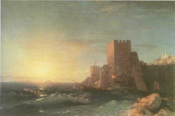 Towers On The Rock Near Bosporus. by Ivan Konstantinovich Aivazovsky