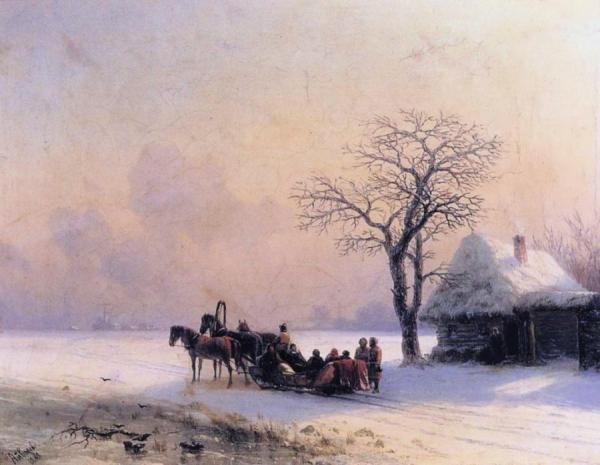 Winter Scene In Little Russia by Ivan Konstantinovich Aivazovsky Oil Painting Reproductions