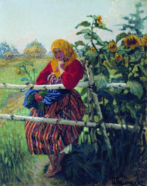 At The Fence by Ivan Kulikov Oil Painting Reproductions