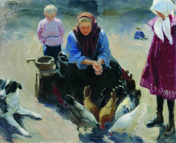 Feeding The Chickens by Ivan Kulikov