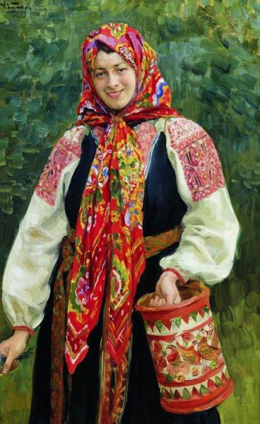 Girl With Basket by Ivan Kulikov