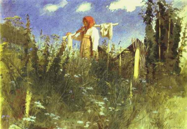 Girl With Washed Linen On The Yoke by Ivan Nikolaevich Kramskoy