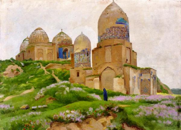 Domes Of The Shah-i-zinda Mausoleum by Ivan Semeonovich Kazakov