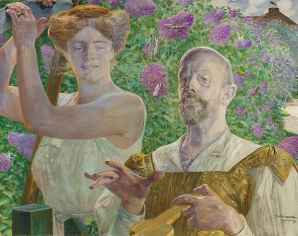 Self-portrait With Muse And Buddleia by Jacek Malczewski Oil Painting Reproductions