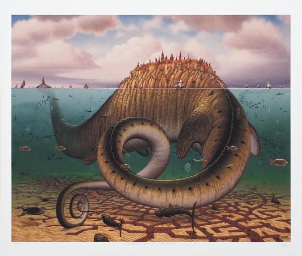 Brontosaurus Civitas by Jacek Yerka