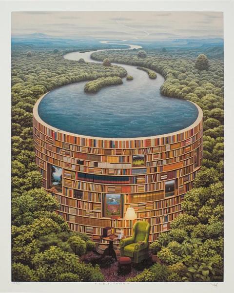 Shelves Of Books by Jacek Yerka