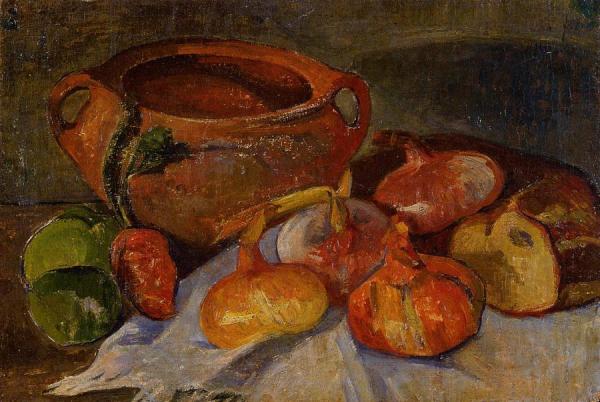 Still Life: Pit, Onions, Bread And Green Apples by Jacob De Haan