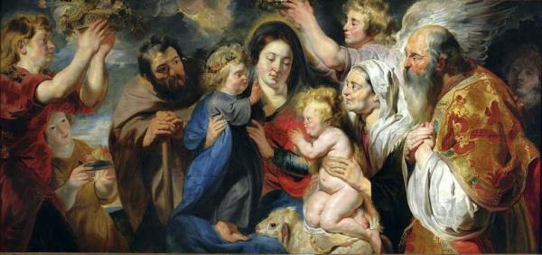 The Holy Family With Saint John, His Parents And Angels by Jacob Jordaens