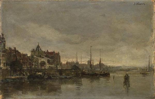 De Schreierstoren Met De Brug Over De Gelderse Kade Te Amsterdam by Jacob Maris Oil Painting Reproductions