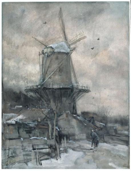 Een Molen In De Winter by Jacob Maris