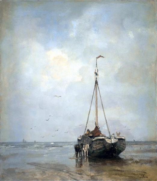 Fishersboat At The Beach Of Scheveningen by Jacob Maris