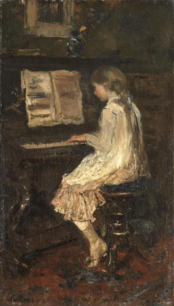 Girl At A Piano by Jacob Maris Oil Painting Reproductions