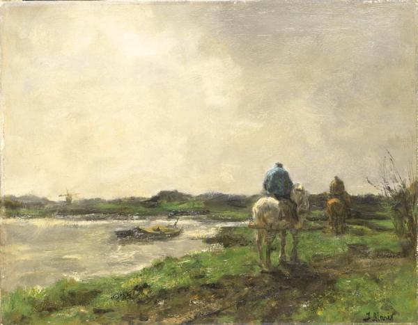 Riders On A Tow Path by Jacob Maris
