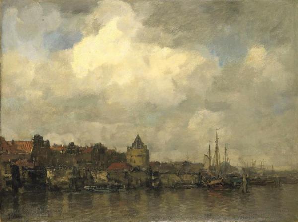 The Schreierstoren And The Buitenkant In Amsterdam by Jacob Maris