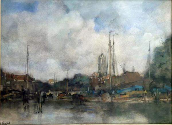 View Of The New Port At The Zuid Kolk In Delft by Jacob Maris Oil Painting Reproductions