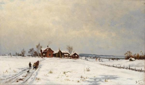 Winter Landscape With Farm by Jacob Oxholm Schive