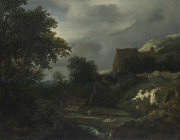 A Bleaching Ground In A Hollow By A Cottage by Jacob Van Ruisdael