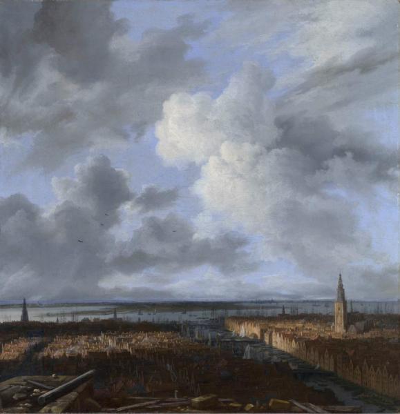 A View Of Amsterdam Looking Towards The Ij From The Scaffolding Surrounding The Tower Of Amsterdam.. by Jacob Van Ruisdael