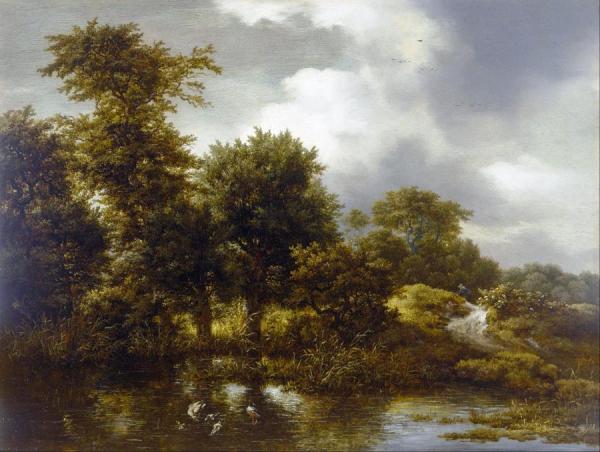 A Wooded Landscape With A Pond by Jacob Van Ruisdael