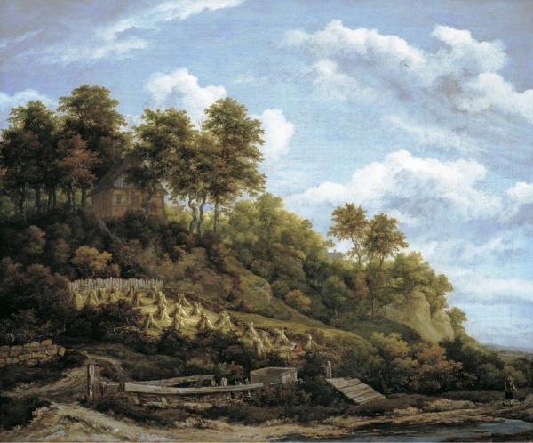 Hilly Landscape With Stooks Of Wheat by Jacob Van Ruisdael