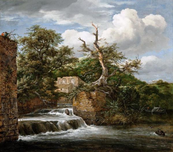 Landscape With A Mill-run And Ruins by Jacob Van Ruisdael