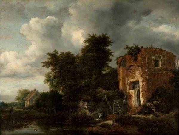 Landscape With A Ruined Tower by Jacob Van Ruisdael