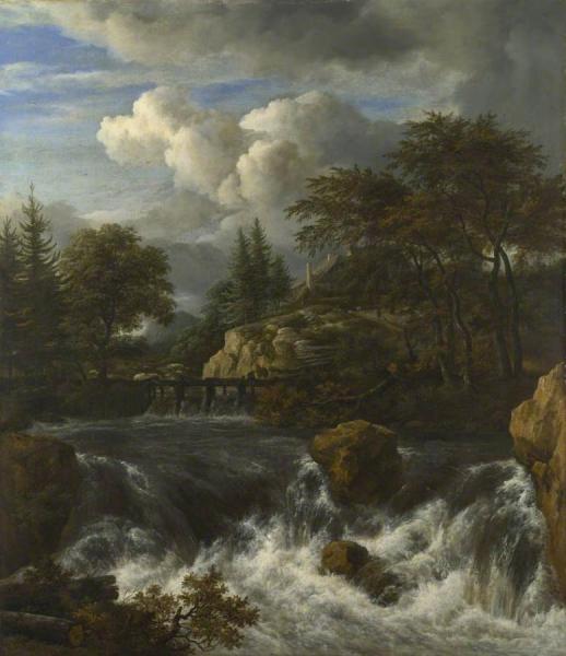 Waterfall In A Rocky Landscape by Jacob Van Ruisdael