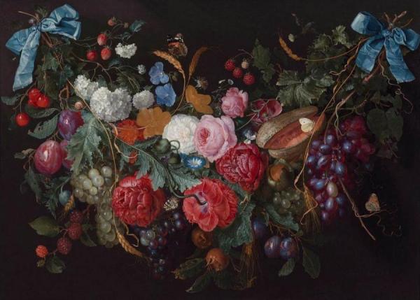 A Swag Of Flowers by Jacob Van Walscapelle Oil Painting Reproductions