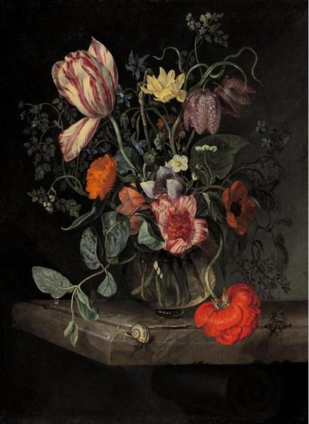 Flowers In A Vase by Jacob Van Walscapelle Oil Painting Reproductions