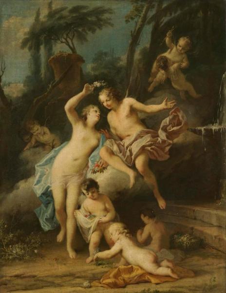 Flora And Zephyr by Jacopo Amigoni Oil Painting Reproductions