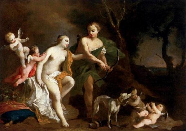 Venus And Adonis by Jacopo Amigoni