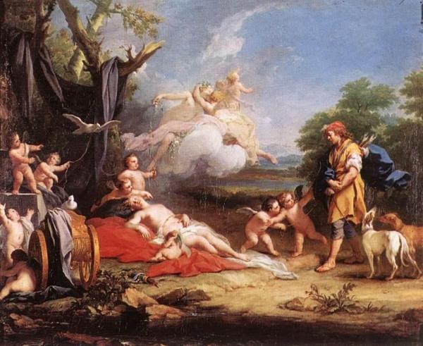 Venus And Adonis by Jacopo Amigoni