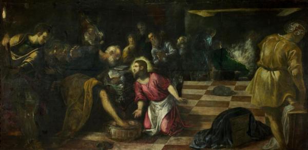 Christ Washing The Feet Of The Disciples by Jacopo Tintoretto Oil Painting Reproductions