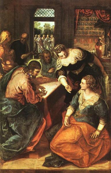 Christ With Martha And Mary by Jacopo Tintoretto Oil Painting Reproductions