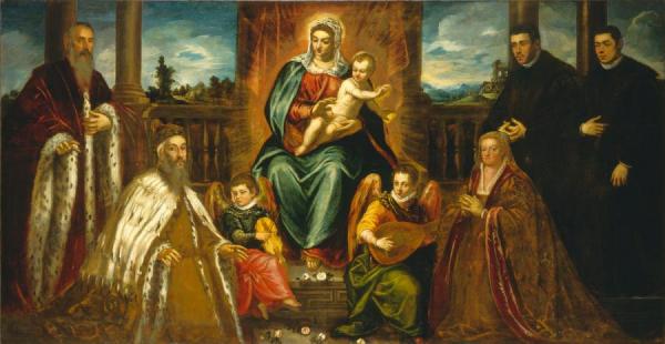 Doge Alvise Mocenego And Family Before The Madonna And Child by Jacopo Tintoretto