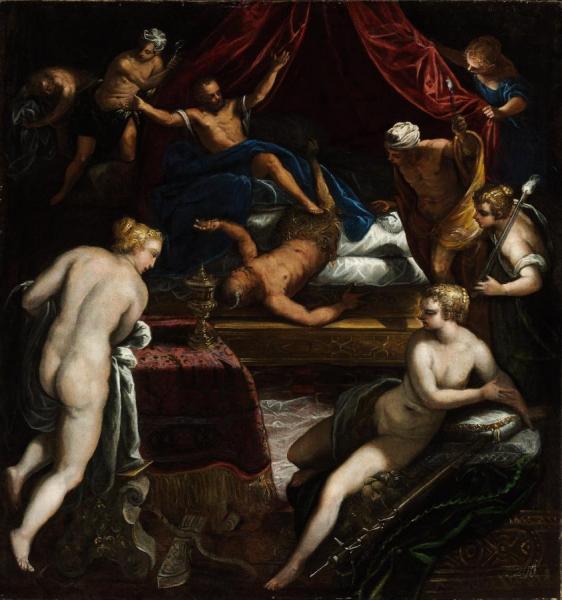 Hercules Expelling The Faun From Omphale's Bed by Jacopo Tintoretto