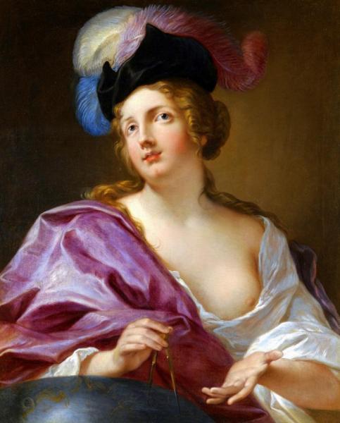 A Female Astronomer, With A Globe And A Pair Of Compasses by Jacques Courtin Oil Painting Reproductions