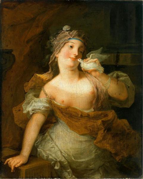 A Priestess Of Venus With A Dove by Jacques Courtin