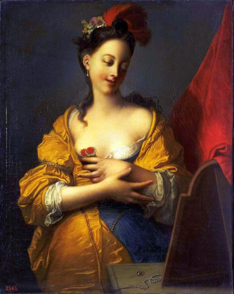 Young Woman In Front Of A Mirror by Jacques Courtin Oil Painting Reproductions