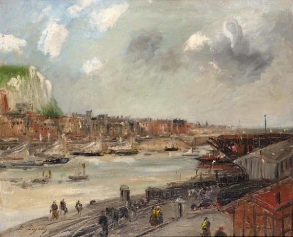 View Of A Port by Jacques-edouard Dufeu